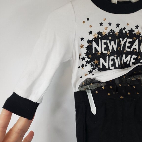 Way To Celebrate New Years Baby Girl Black White 2 Piece Set New Years Sz 0-3M - Picture 4 of 9